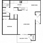 Plan A Grande 1 Bedroom, 1 Bathroom